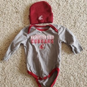 Infant WSU beanie and onsie set